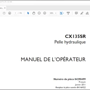Case CX 135SR Pelle hydraulique MANUEL DE L OPÉRATEUR(84290499) - PDF DOWNLOAD (FRENCH)